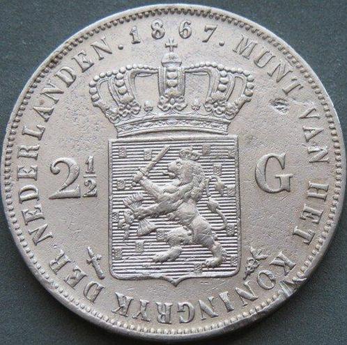 Nederland. Willem III. 2 1/2 Gulden 1867 (Zonder, Postzegels en Munten, Munten | Nederland