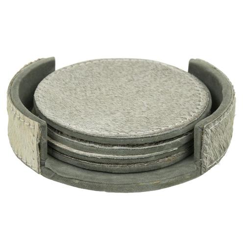 onderzetter koehuid rond grijs 10cm (set of 4), Huis en Inrichting, Woonaccessoires | Overige, Verzenden