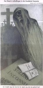 Spotprent over Philippe Pétains artikel Revue des deux..., Antiek en Kunst, Kunst | Litho's en Zeefdrukken, Verzenden