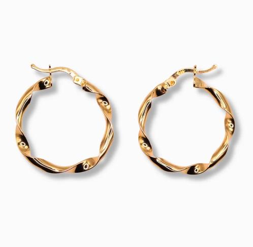 Gouden Oorbellen Verdraaid Finesse 14K, Sieraden, Tassen en Uiterlijk, Oorbellen, Goud, Nieuw, Goud, Verzenden