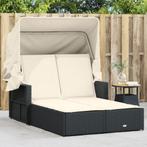 vidaXL Ligbed 2-persoons met luifel en kussens poly rattan, Verzenden, Nieuw