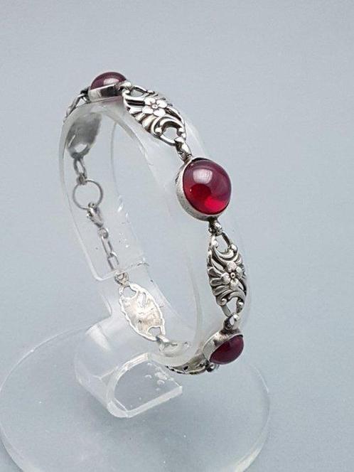 Zilver, Art Deco, Robijn(Getest) - Armband, Antiek en Kunst, Kunst | Designobjecten