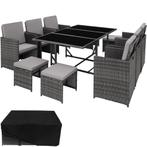 Wicker zitgroep Malaga 6+4+1 met beschermhoes - grijs, Tuin en Terras, Tuinsets en Loungesets, Verzenden, Nieuw