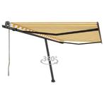 vidaXL Luifel vrijstaand automatisch 450x300 cm geel en wit, Tuin en Terras, Verzenden, Nieuw
