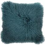 Luxe Mongools Bont Kussensloop - Suède met Leren Achterkant, Verzenden, Nieuw, Grijs