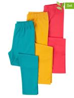 SALE -46% | Frugi 3-delige set: leggings turquoise/geel/rood, Nieuw, Verzenden