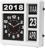 2dekans | Perel Flipover wandklok met kalender - 31 x 31 cm, Huis en Inrichting, Ophalen of Verzenden, Zo goed als nieuw