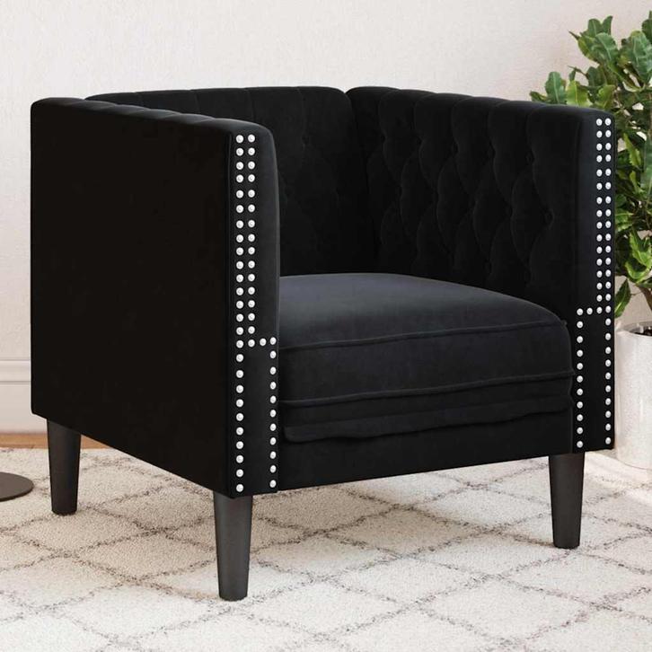 vidaXL Chesterfield Bank Stoel Zwart 71 x 74.5 x 70.5 cm, Huis en Inrichting, Banken | Bankstellen, Nieuw, Minder dan 150 cm, Stof