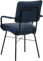 Blauwe leren industriële design eetkamerstoel - Hermes Leer, Huis en Inrichting, Stoelen, Overige kleuren, Nieuw, Ophalen of Verzenden