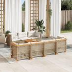 vidaXL 8-delige Loungeset met kussens poly rattan beige, Verzenden, Nieuw, Rotan, Loungeset
