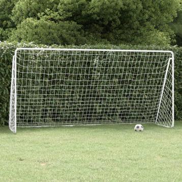 vidaXL Voetbaldoel met net 366x122x182 cm staal wit beschikbaar voor biedingen