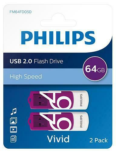 Philips | USB Stick | 64 GB | USB 2.0 | Vivid | 2 Stuks, Computers en Software, USB Sticks, Nieuw, Verzenden