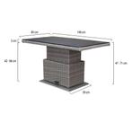 Miami–Florida lounge-diningtafel 140x85xH47-71 cm in hoogte, Tuin en Terras, Tuintafels, Ophalen of Verzenden, Nieuw, Wicker