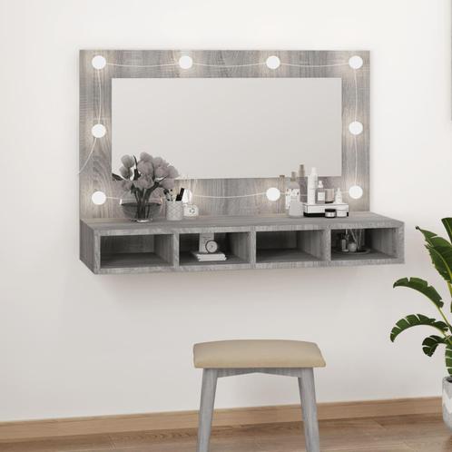 vidaXL Spiegelkast met LED-verlichting 90x31,5x62 cm grijs, Huis en Inrichting, Tafels | Kaptafels, Nieuw, Verzenden