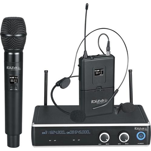 Ibiza DR20UHF-HB 2-kanaals UHF Ontvanger Met Hand, Headset, Muziek en Instrumenten, Microfoons, Overige typen, Nieuw, Verzenden