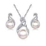 PaCaZa - Zilverkleurige Sieraden Set Pearls (Ketting & Oo..., Kleding | Dames, Trouwkleding en Trouwaccessoires, Nieuw, Ophalen of Verzenden