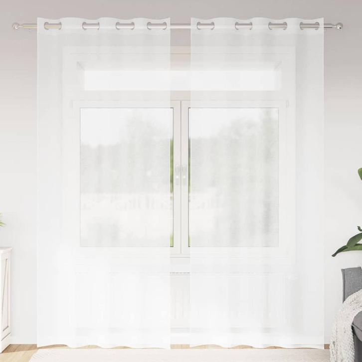 vidaXL Voile Gordijn met gordijnen 2 pcs Wit 140x245cm, Huis en Inrichting, Stoffering | Gordijnen en Lamellen, Wit, Nieuw, Verzenden