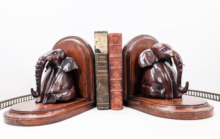 Serre-livres en forme déléphant en bois noble -, Antiek en Kunst, Curiosa en Brocante