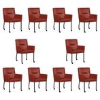 Set van 10 Leren eetkamerstoelen Lucky - Vintage Burgundy, Huis en Inrichting, Stoelen, Ophalen of Verzenden, Nieuw, Leer