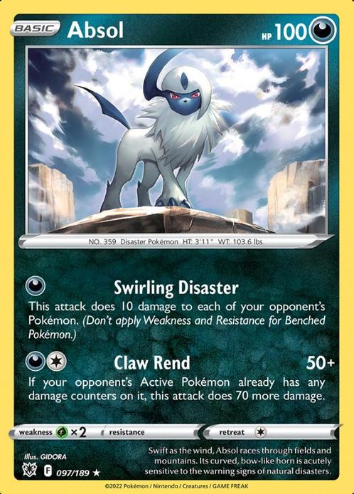 Absol 097/189 holo Astral Radiance, Hobby en Vrije tijd, Verzamelkaartspellen | Pokémon, Losse kaart, Nieuw, Foil, Ophalen of Verzenden