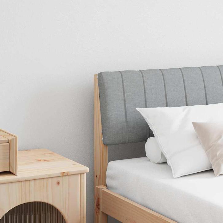 vidaXL Gestoffeerd hoofdbord Lichtgrijs 180 cm Massief, Huis en Inrichting, Slaapkamer | Bedden, Bruin, Nieuw, Hout, Verzenden
