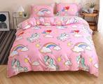 Eenpersoons Dekbedovertrek 140 x 200 - Unicorn - Roze, Verzenden, Nieuw