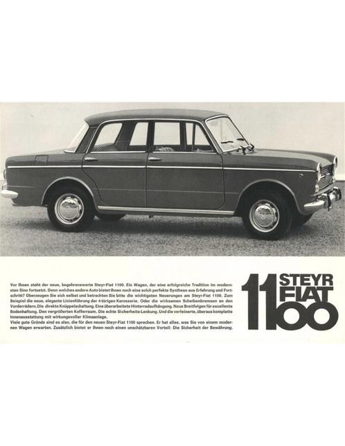 1962 STEYR FIAT 1100 LEAFLET DUITS, Boeken, Auto's | Folders en Tijdschriften