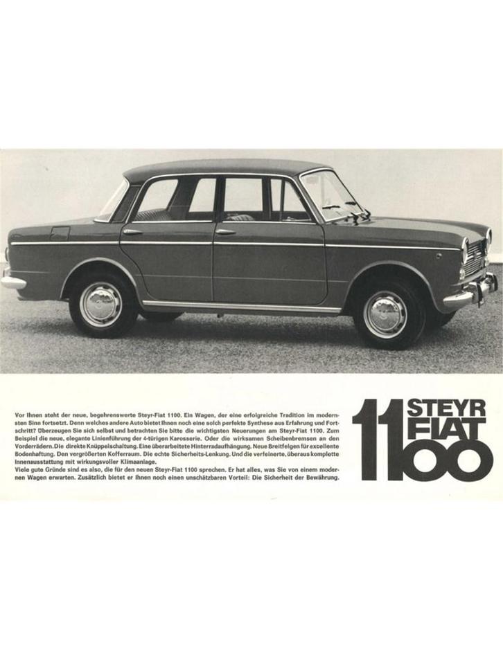 1962 STEYR FIAT 1100 LEAFLET DUITS, Boeken, Auto's | Folders en Tijdschriften