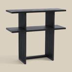 *WOONWINKEL* Zwarte Sidetable Teak Latjes, Huis en Inrichting, Tafels | Sidetables, Verzenden, Nieuw