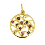 Hanger - 14 karaat Geel goud Diamant (Natuurlijk) - Robijn