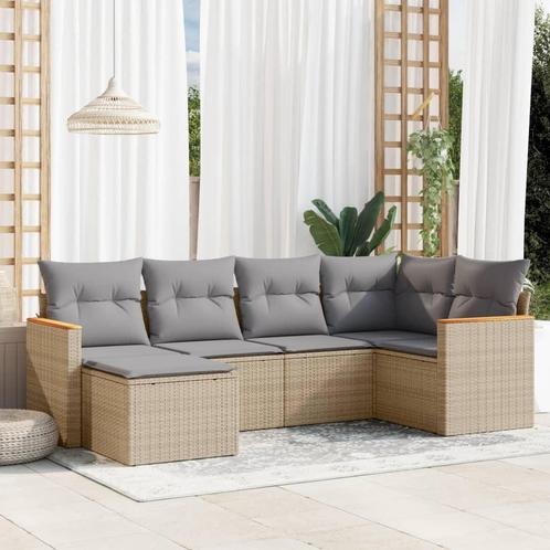 vidaXL 6-delige Loungeset met kussens poly rattan gemengd, Tuin en Terras, Tuinsets en Loungesets, Loungeset, Nieuw, Rotan, Verzenden