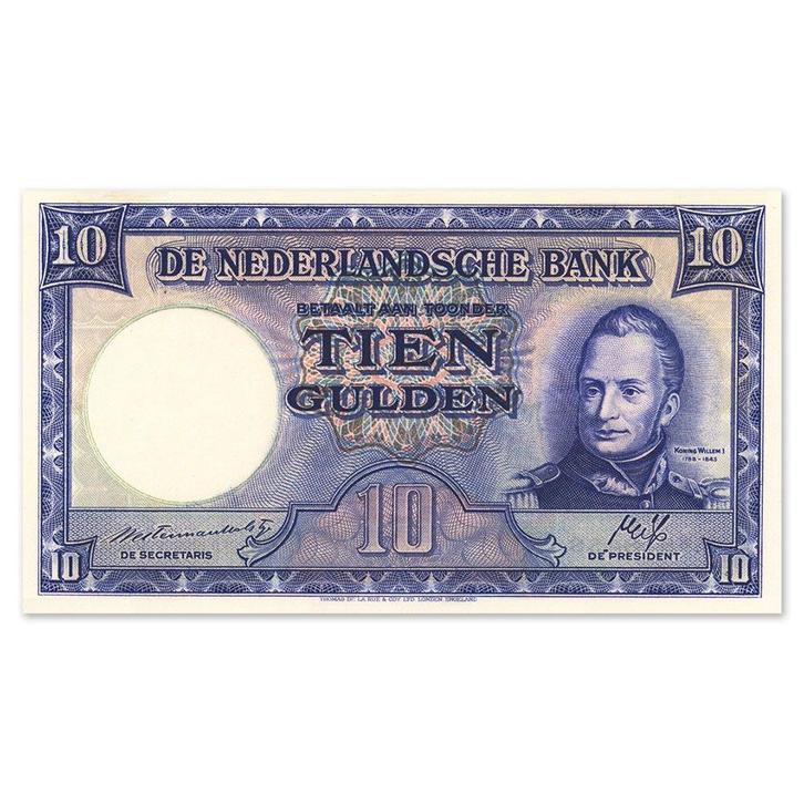 10 Gulden Willem I - Staatsmijnen 1945 ZFr+, Postzegels en Munten, Bankbiljetten | Nederland, Verzenden