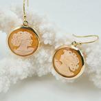 Verguld, Zilver - Oorbellen - CAMMEI INCISI A MANO, Antiek en Kunst