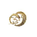 Bicolor gouden fantasie broche met diamant en parel | 0,0..., Sieraden, Tassen en Uiterlijk, Broches, Gebruikt, Overige kleuren