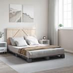 vidaXL Bedframe met hoofdbord massief grenenhout grijs, Verzenden, 140 cm, 200 cm, Grijs