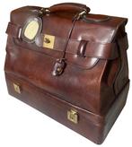 altro - Vintage Doctor Bag in Pelle con Doppio Scomparto e
