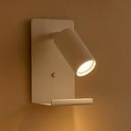 LED Wandlamp - Bedlamp met plateau | Incl. USB | Wit, Huis en Inrichting, Lampen | Wandlampen, Ophalen of Verzenden, Nieuw, Metaal