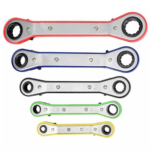 Benson Kleurrijke ring ratelsleutelset - 5-delig - 6 t/m..., Doe-het-zelf en Verbouw, Gereedschap | Handgereedschap, Nieuw, Ophalen of Verzenden