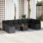 vidaXL Tuin Sofa Set 11 pcs Zwart Poly riet, Verzenden, Nieuw, Rotan