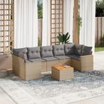 vidaXL 8-delige Loungeset met kussens poly rattan beige, Tuin en Terras, Tuinsets en Loungesets, Verzenden, Nieuw, Rotan, Loungeset