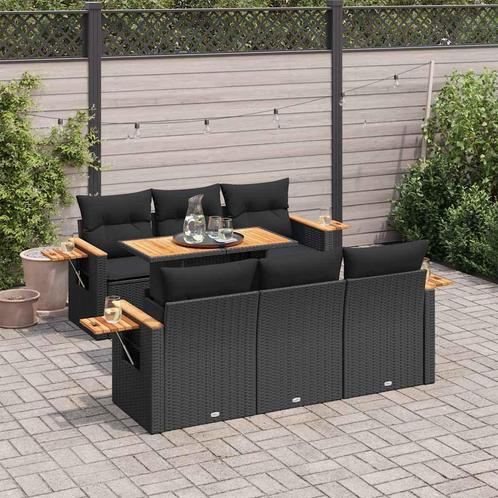 vidaXL 7-delige Loungeset met kussens poly rattan acacia, Tuin en Terras, Tuinsets en Loungesets, Loungeset, Nieuw, Rotan, Verzenden