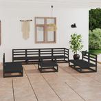 vidaXL 9-delige Loungeset massief grenenhout zwart, Tuin en Terras, Tuinsets en Loungesets, Verzenden, Nieuw, Loungeset