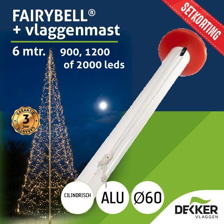 Fairybell 6 meter (900, 1200 of 2000 leds) met Aluminium, Diversen, Vlaggen en Wimpels, Nieuw