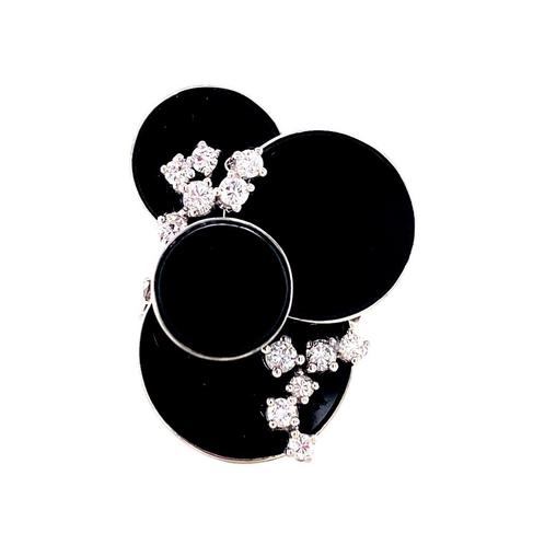 Witgouden design ring met onyx en diamant 14 karaat, Sieraden, Tassen en Uiterlijk, Ringen, Wit, Zo goed als nieuw, Goud, Verzenden