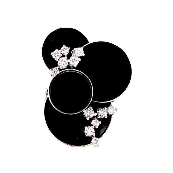 Witgouden design ring met onyx en diamant 14 karaat, Sieraden, Tassen en Uiterlijk, Ringen, Wit, Zo goed als nieuw, Goud, Verzenden