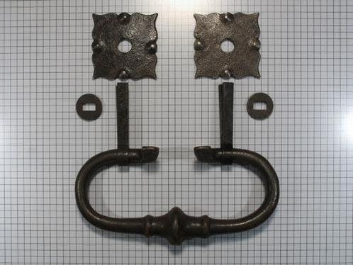Kistgreep ijzer geroest met rozetten, Doe-het-zelf en Verbouw, Hang- en Sluitwerk, Nieuw, Ophalen of Verzenden