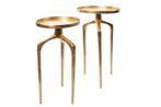 Set van 2 bijzettafels ABSTRACT 60cm goudkleurig metaal rond, Huis en Inrichting, Tafels | Sidetables, Ophalen of Verzenden, Nieuw