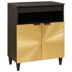 vidaXL Dressoir Zwart en Goud 60 x 33 x 75 cm massief, Huis en Inrichting, Woonaccessoires | Cd- en Dvd-rekken, Verzenden, Nieuw