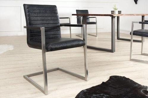 industrieele sledestoel LOFT antiek zwart met armleuning RVS, Huis en Inrichting, Stoelen, Ophalen of Verzenden