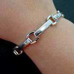 Zilveren fantasie schakel armband | 17,5 cm, Ophalen of Verzenden, Gebruikt, Overige kleuren, Zilver